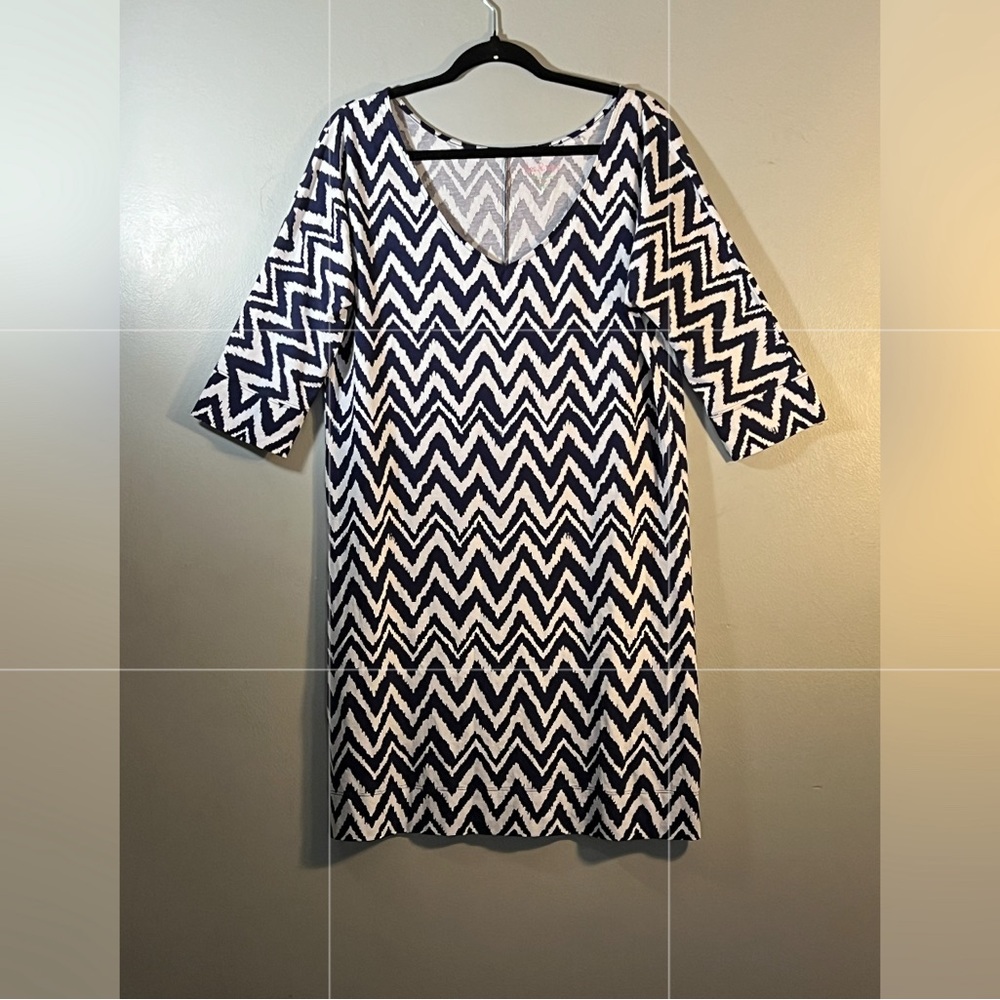 Chevron Patterned Black and White Dress